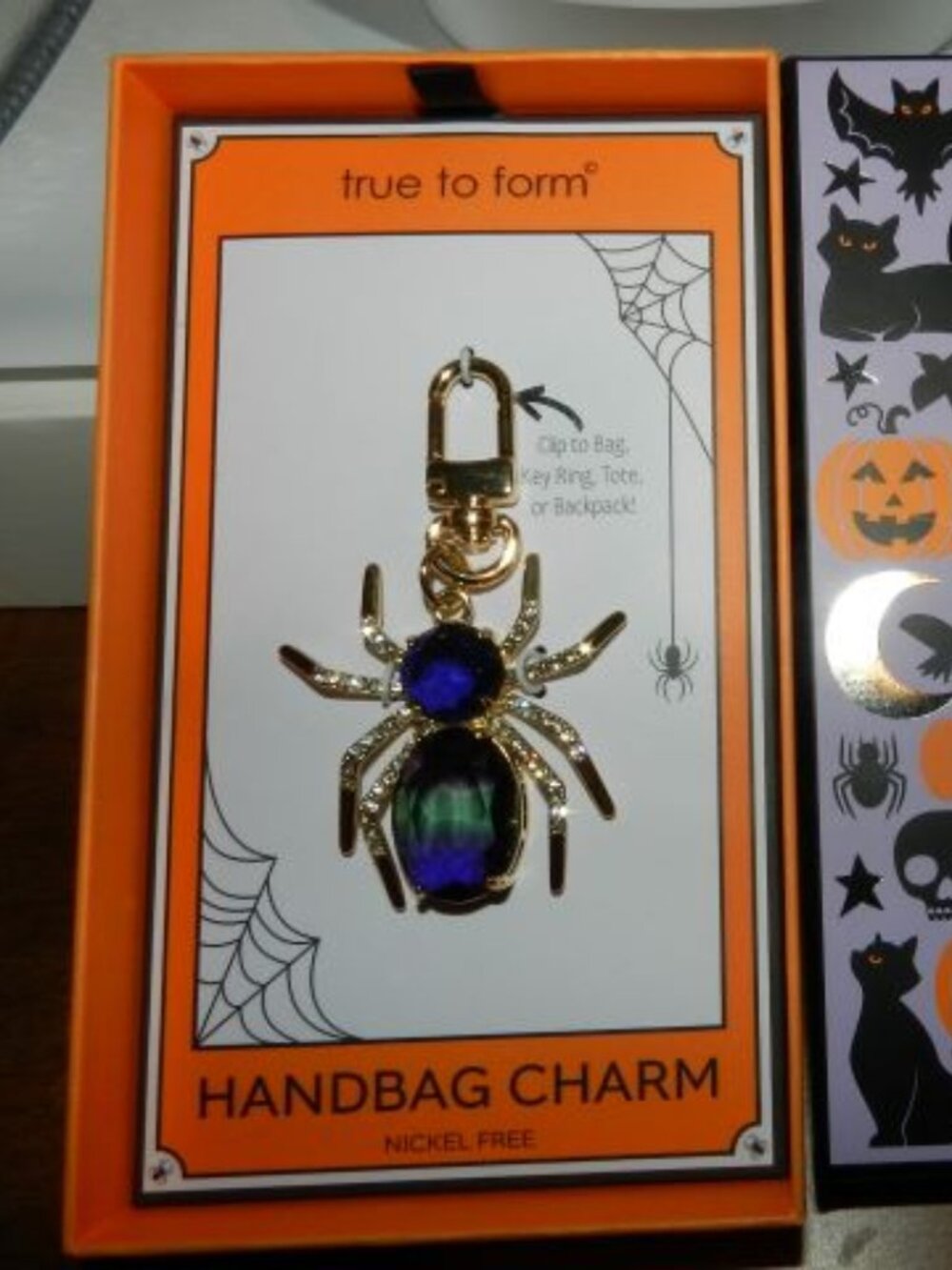 🕷️ NEW True to Form | Iridescent Spider Bling Rhinestone Bag Charm Key Ring Fob